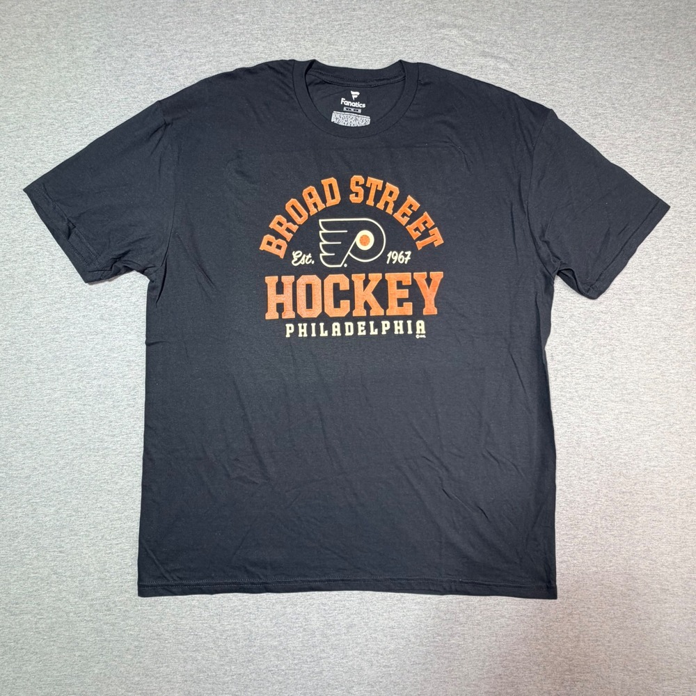 Fanatics Philadelphia Flyers Broad Street Hockey Shirt Mens XL Black NHL Tee